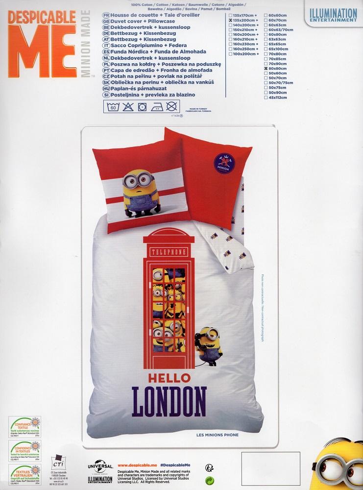 Bettwäsche Minions Hello London! - 135 x 200 cm - Baumwolle
